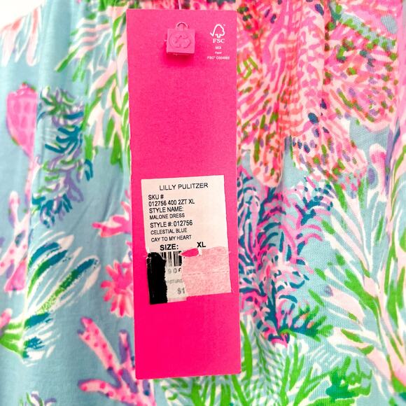 LILLY PULITZER Womens Malone Dress XL Cay to My Heart Blue Celestial Blue NWT - Picture 12 of 14